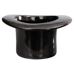 Mid-Century Italian Ceramic Black Top Hat Wine Cooler Champagne Ice Bucket