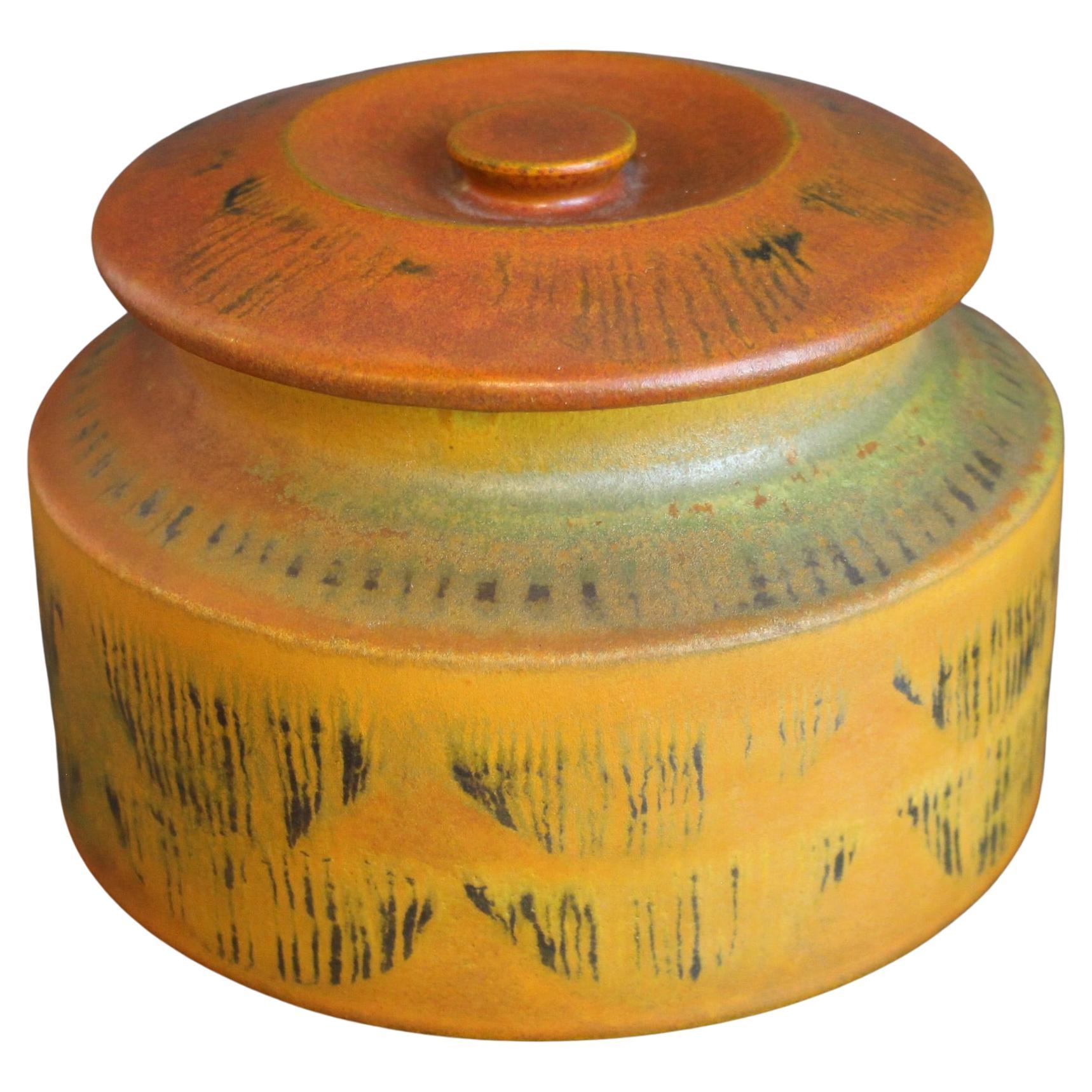 Mid-Century Italian Ceramic Bowl with Lid by Alessio Tasca