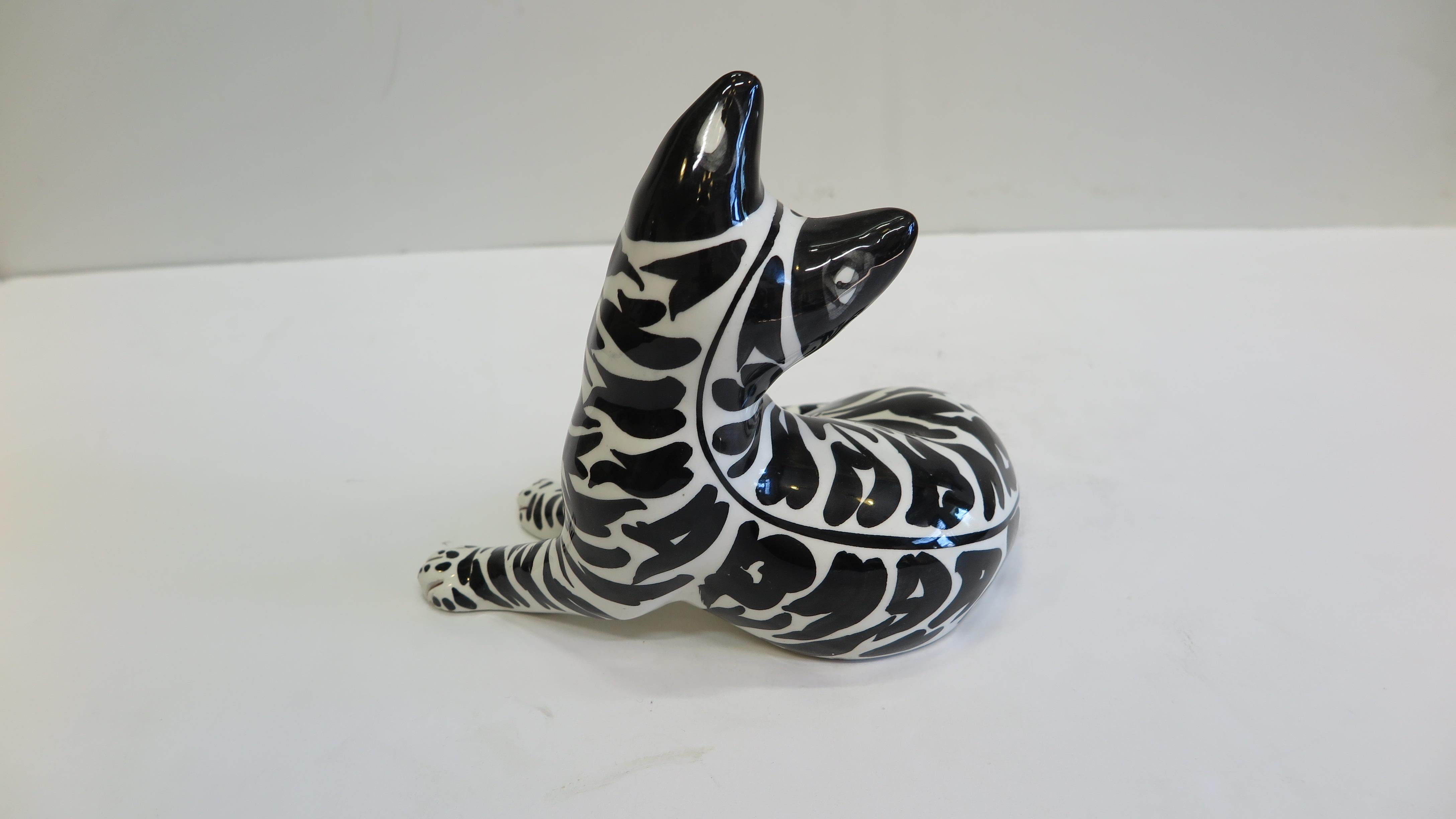Hand-Painted Mid Century Italian Ceramic Cat