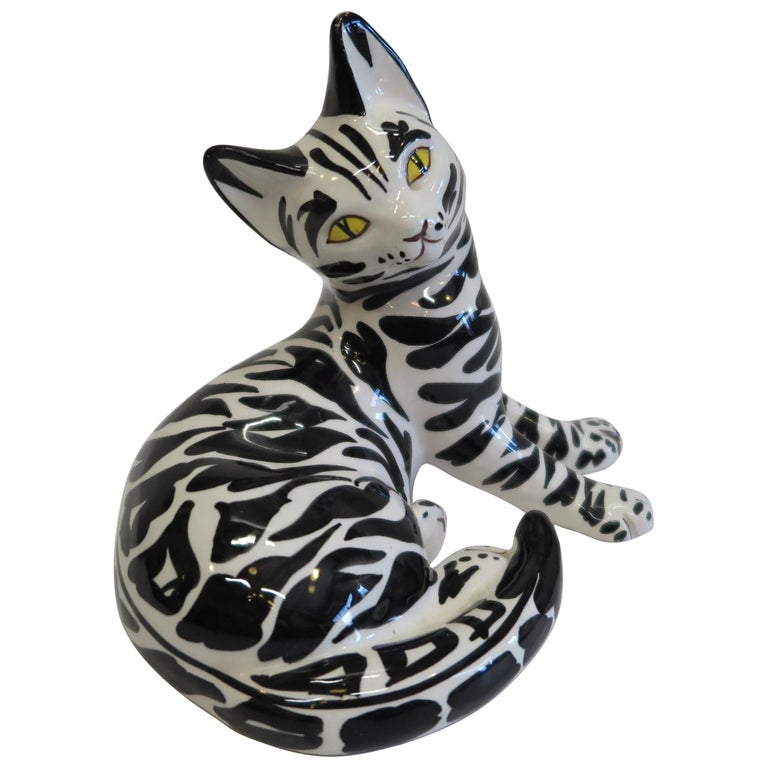 Mid Century Italian Ceramic Cat For Sale at 1stDibs