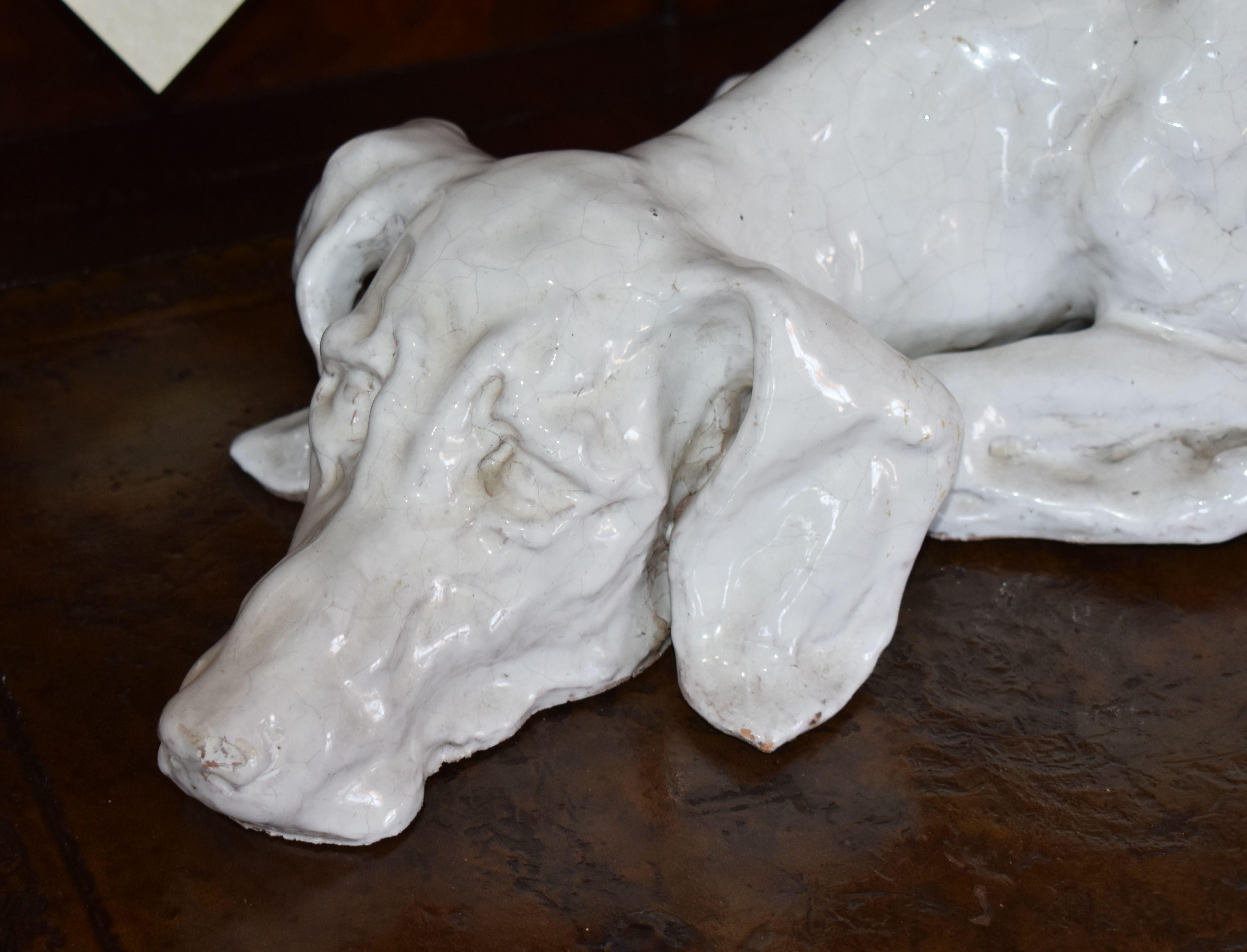 Mid-Century Italian Ceramic Dog Sculpture In Good Condition In Cathedral City, CA