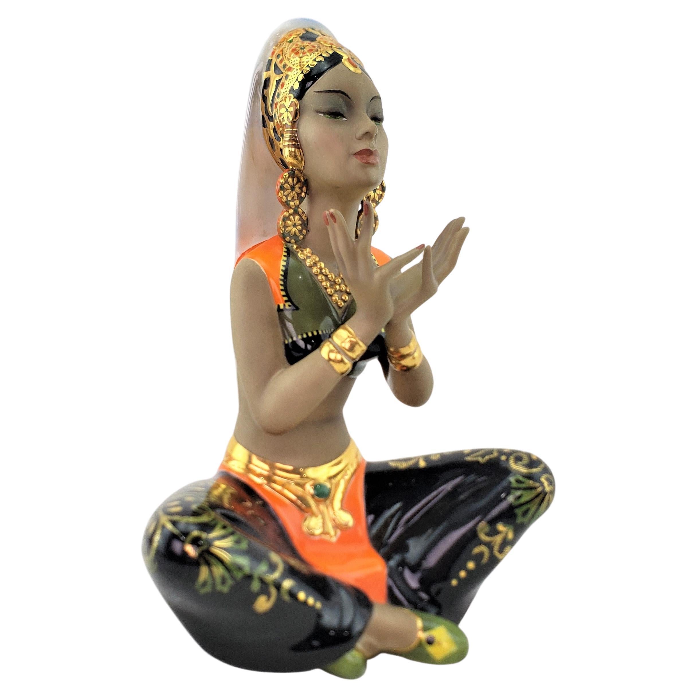 Mid Century Italian Ceramic Marchio Depositato Thai Dancer "Soray" Sculpture For Sale