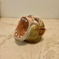 Boîte de rangement pour singe en céramique italienne du milieu du siècle, signée Italie