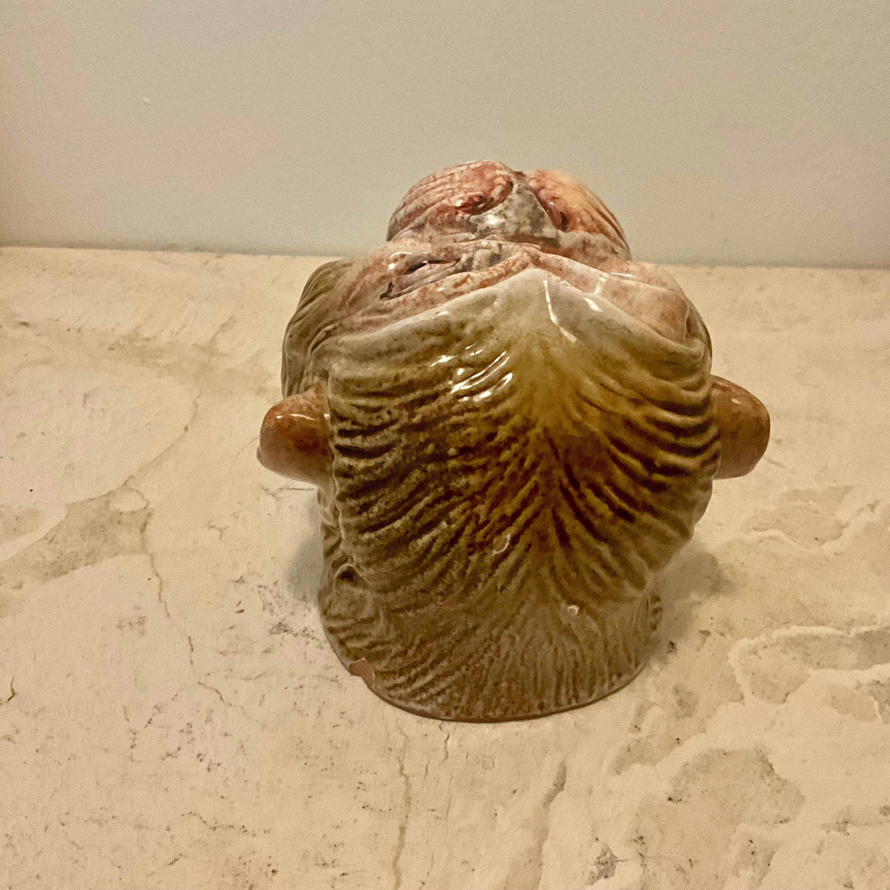 Portaoggetti italiano di metà secolo in ceramica con scimmia, firmato Italia In condizioni buone in vendita a West Palm Beach, US