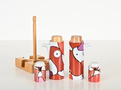 Mid-Century Italian Ceramic Oil & Vinegar Cruet Set by Franco Pozzi, Italy 1970s