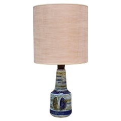 Mid-century Italian blue green ceramic glazed table lamp by Bitossi