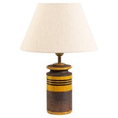 Mid-Century Italian Ceramic Table Lamp with Yellow and Brown Stripes, 1960s