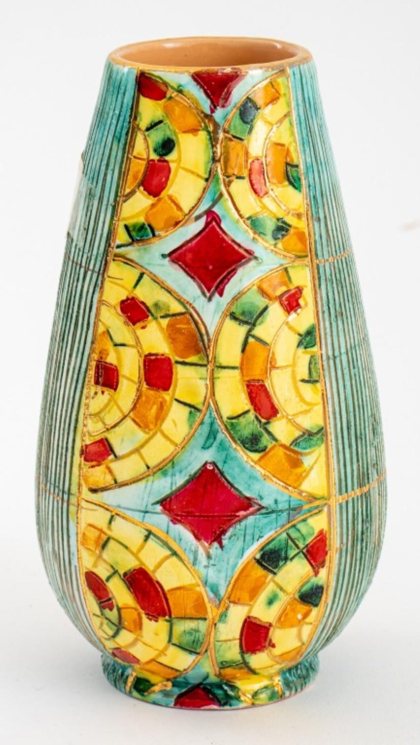 Polychromed Midcentury Italian Ceramic Vase, circa 1960s For Sale