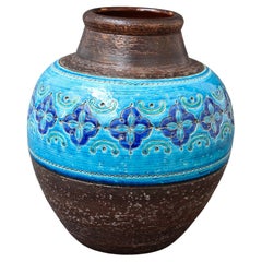 Jarrón de cerámica italiana de mediados de siglo de Aldo Londi para Bitossi - "Arabesque