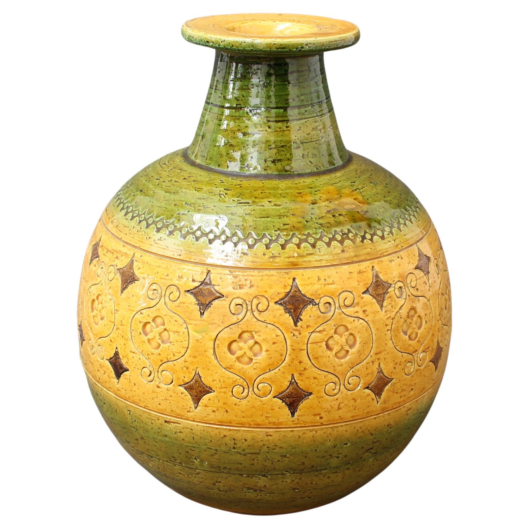 Italienische Keramikvase aus der Mitte des Jahrhunderts von Aldo Londi für Bitossi – „Arabesque“ 