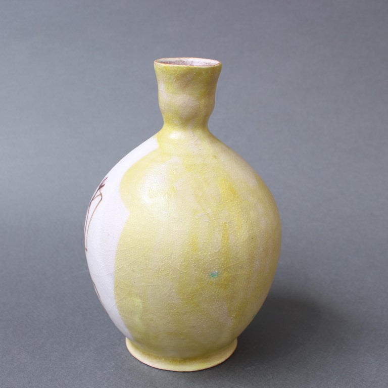Hand-Painted Midcentury Italian Ceramic Vase by Guido Gambone, 'circa 1950s' For Sale