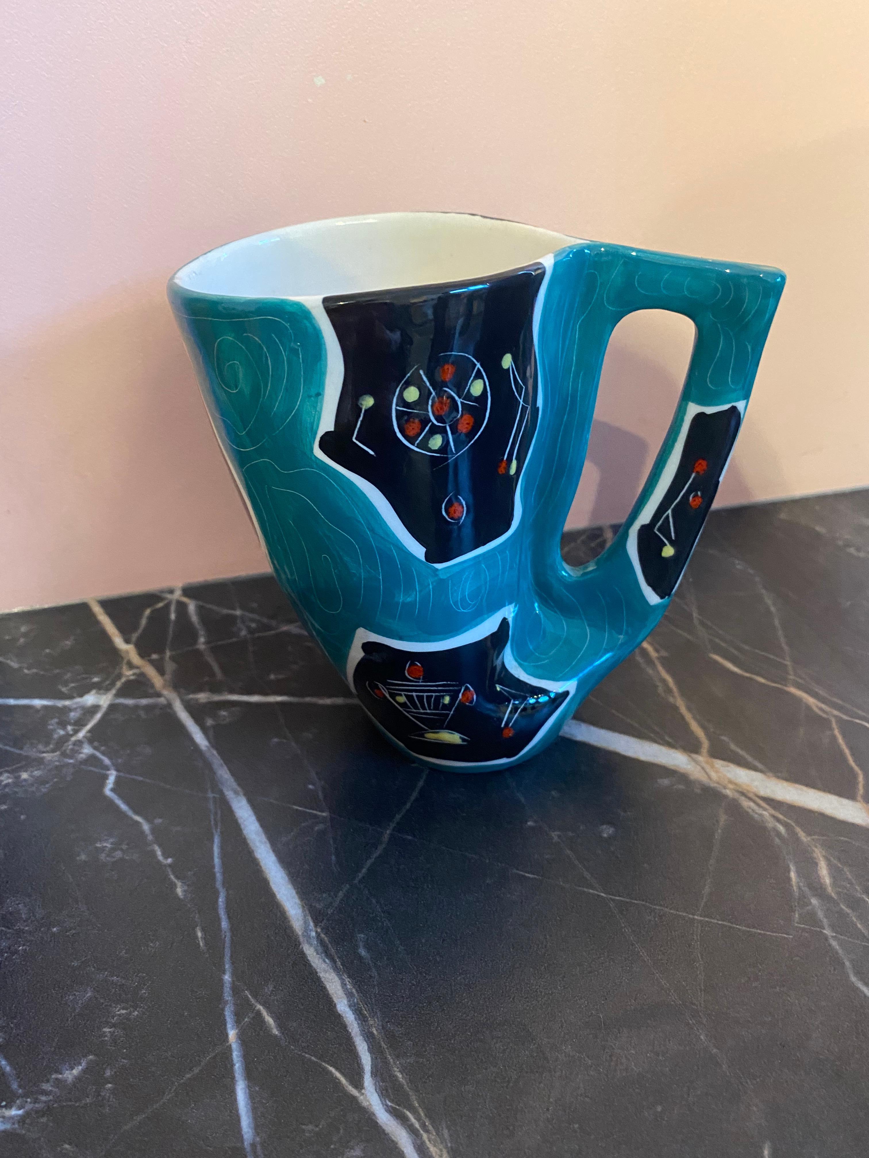 Jarrón o taza de cerámica italiana de mediados de siglo Moderno de mediados de siglo en venta