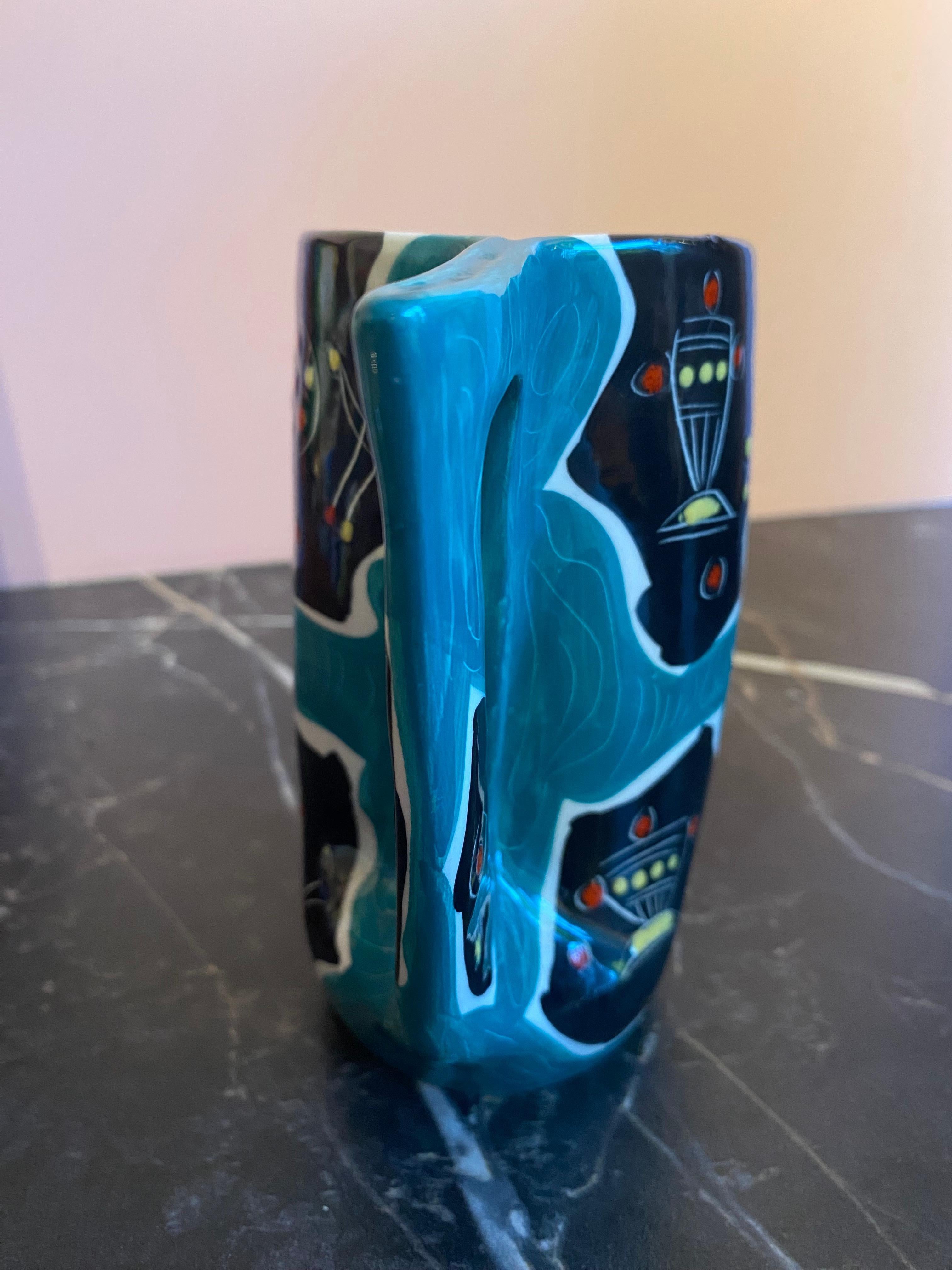 Jarrón o taza de cerámica italiana de mediados de siglo Italiano en venta