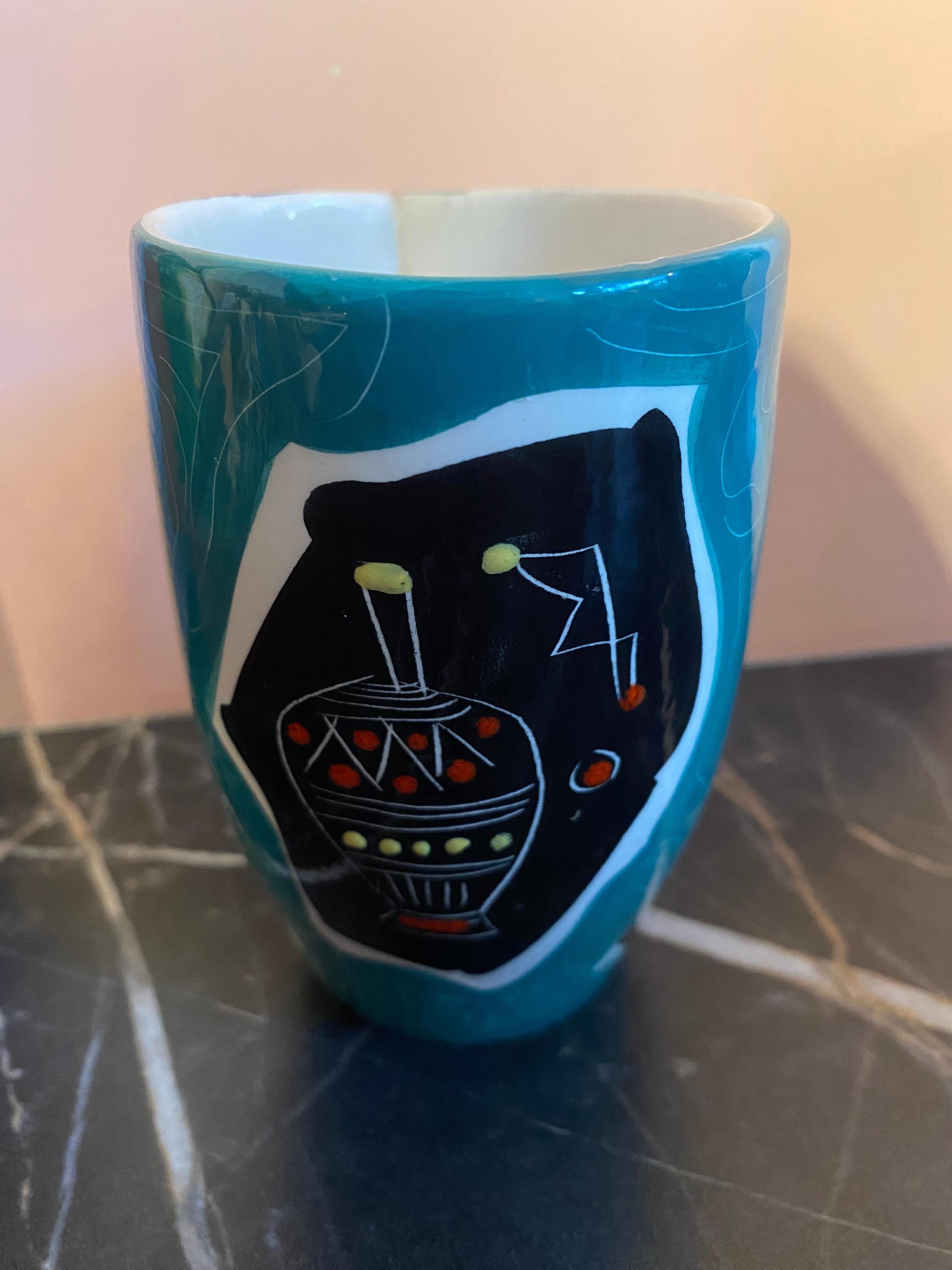 Jarrón o taza de cerámica italiana de mediados de siglo en venta 1
