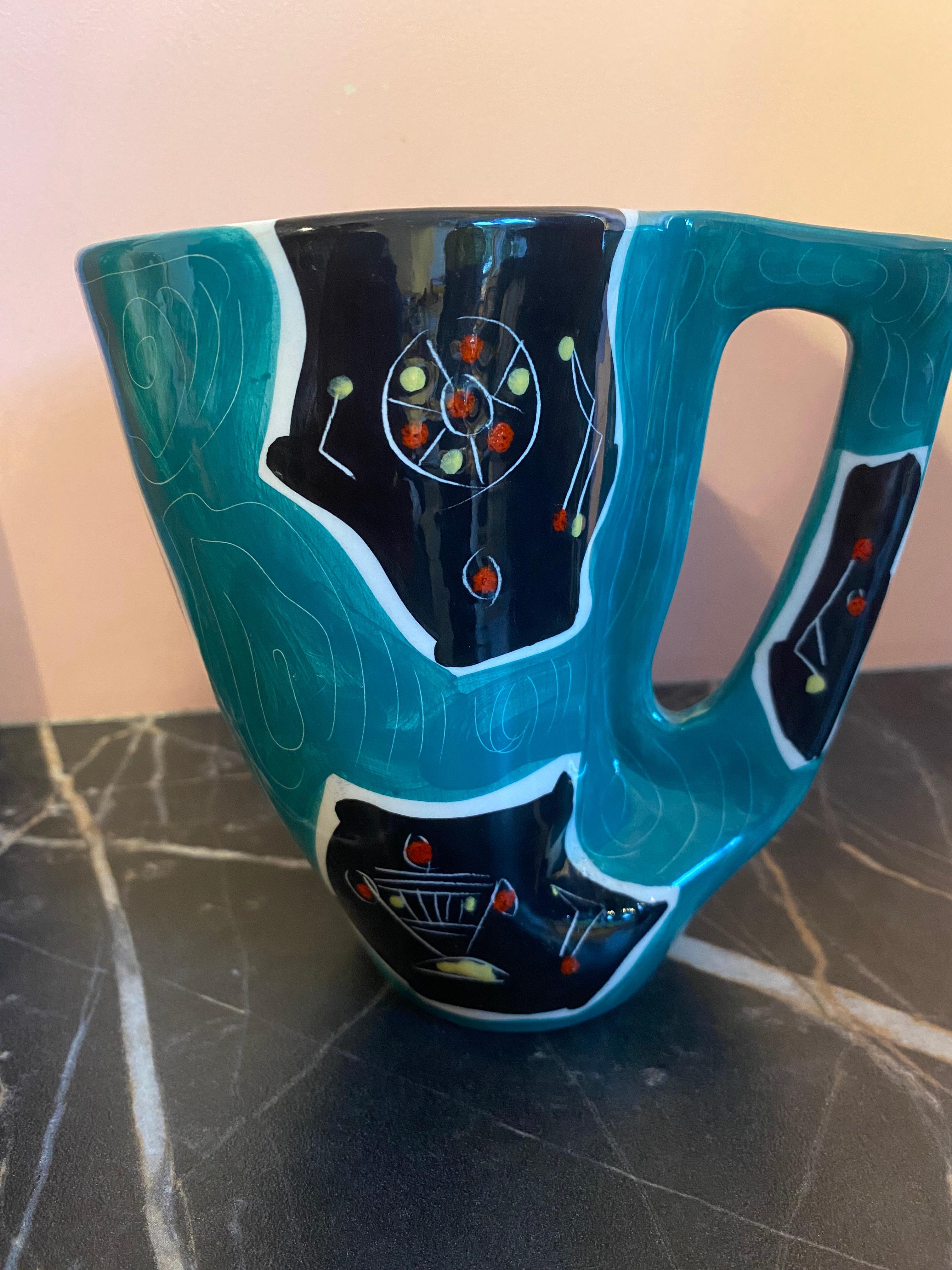 Jarrón o taza de cerámica italiana de mediados de siglo en venta 2