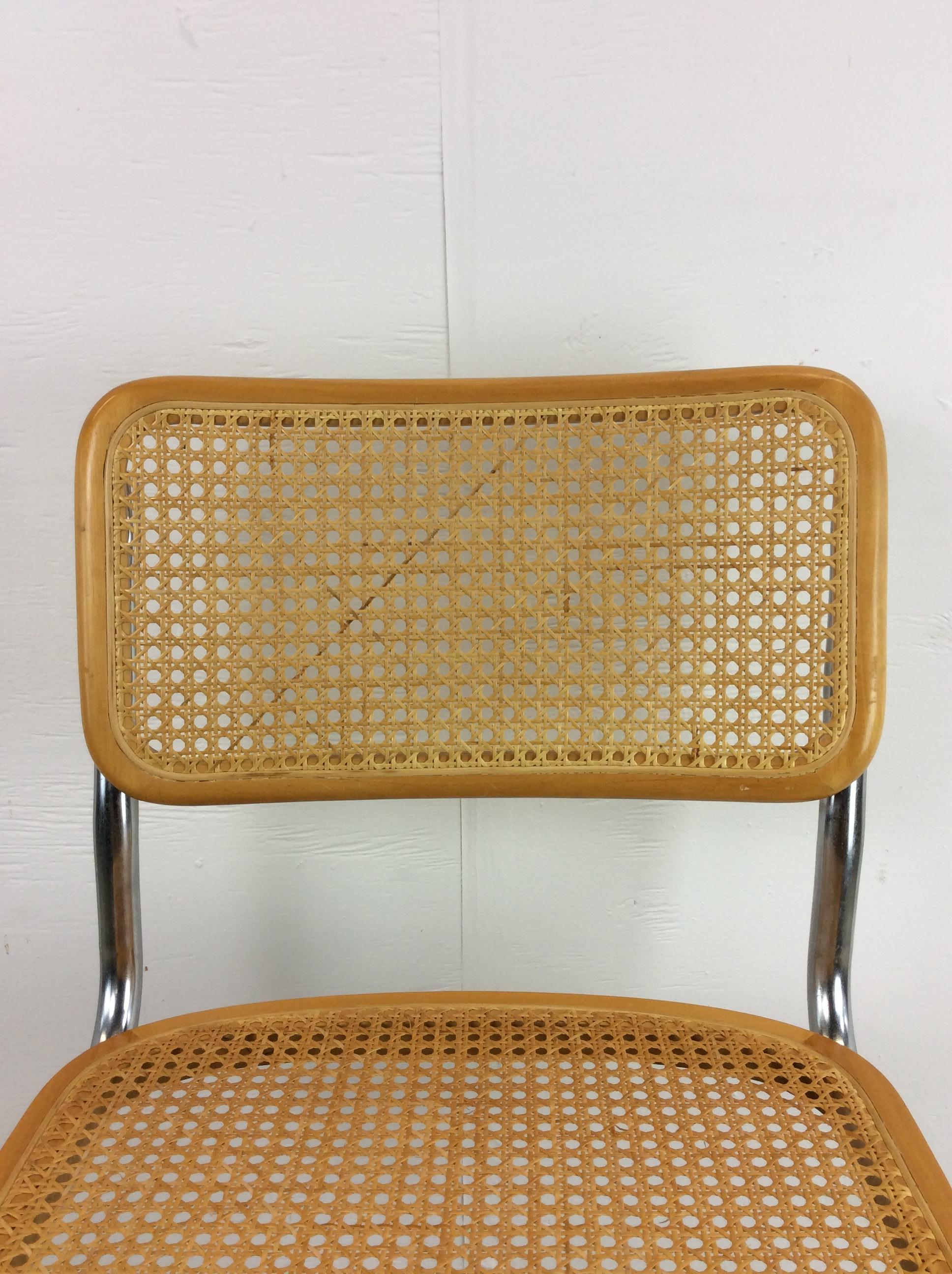 Mid Century Italian Cesca Chair with Cantilever Base In Good Condition For Sale In Freehold, NJ