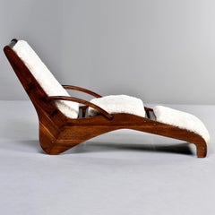 Midcentury Italian Chaise Longue with Faux Shearling Upholstery