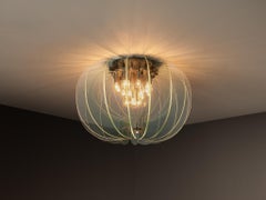 Lustre italien du milieu du siècle à la forme sculpturale en laiton et verre