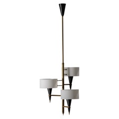 Mid-Century Italian Chandelier with Three Opal Glass Shades, 1950s