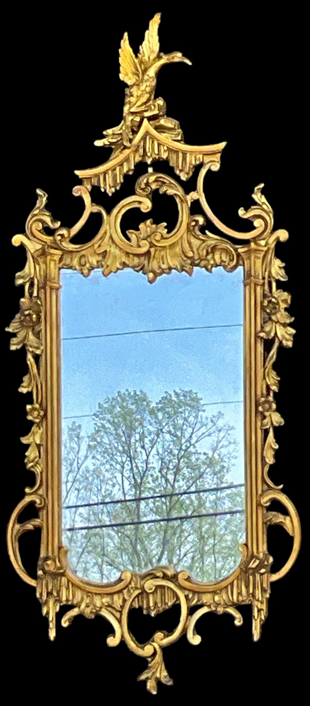 Mid-Century Italian Chinese Chippendale Style Giltwood Friedman Bros. Mirror  For Sale 1