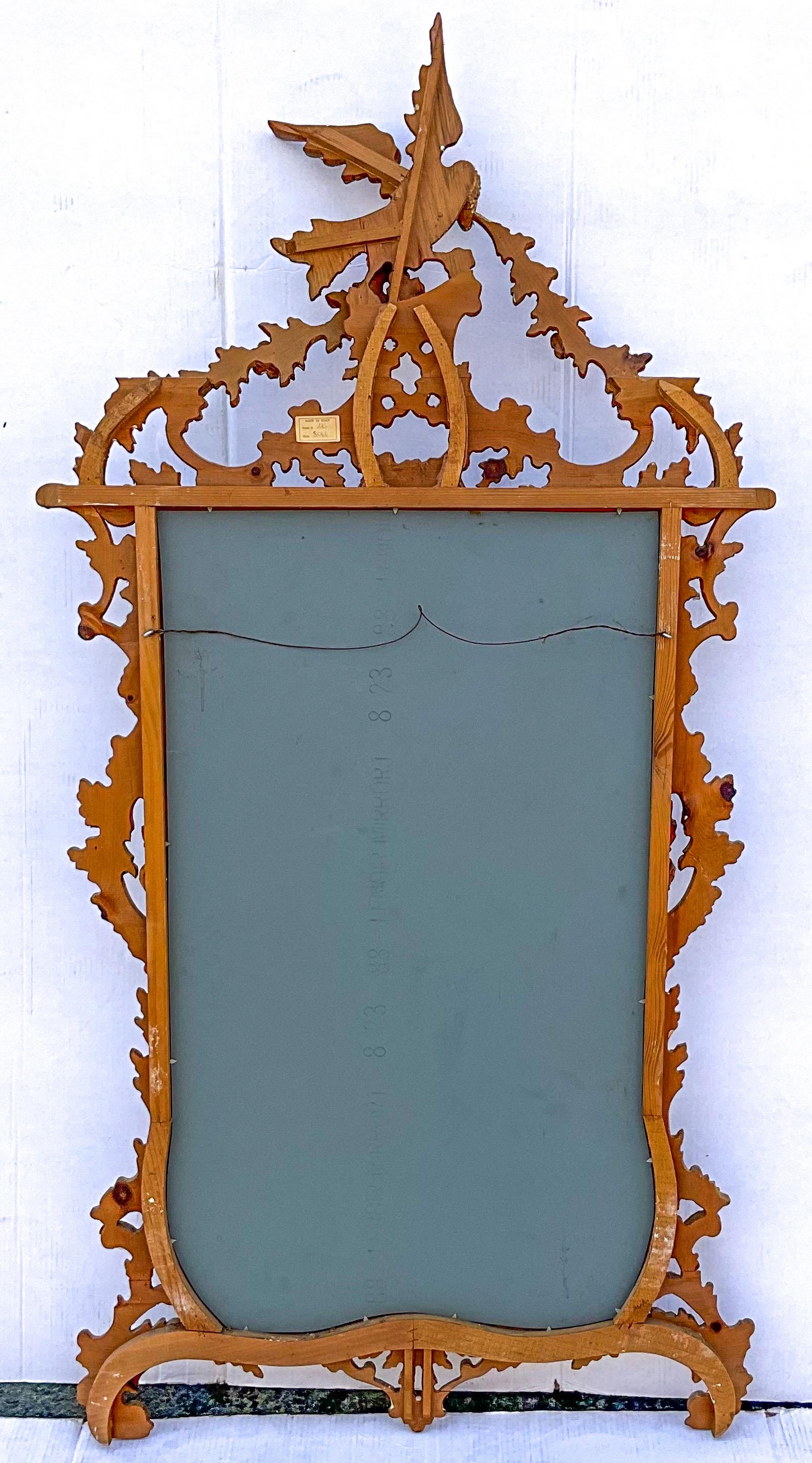 Midcentury Italian Chinese Chippendale Style Giltwood Mirror Att. Friedman Bros In Good Condition In Kennesaw, GA