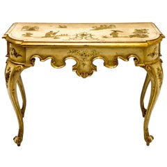 Mid-Century Italian Chinoiserie Hand Painted Console Table