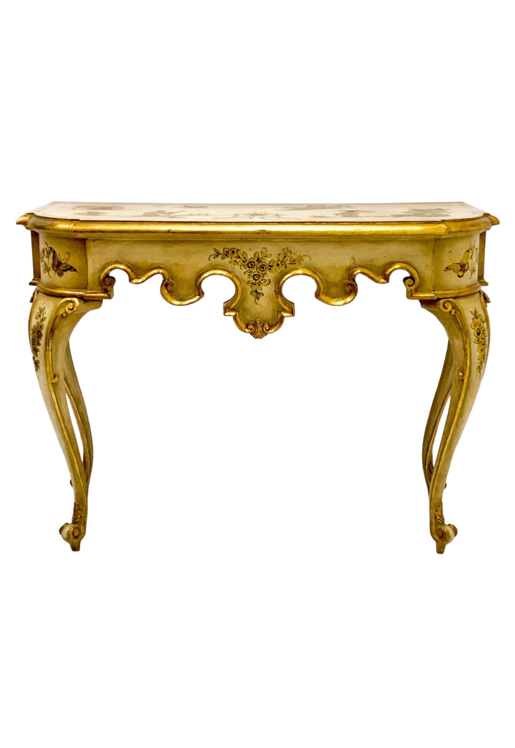 Italienischer Chinoiserie-Konsolentisch, handbemalt, Mid-Century im Zustand „Gut“ im Angebot in Kennesaw, GA