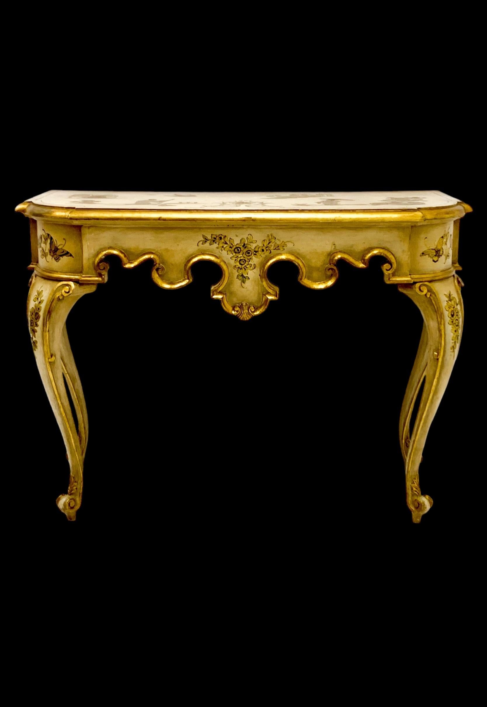 Italienischer Chinoiserie-Konsolentisch, handbemalt, Mid-Century (20. Jahrhundert) im Angebot