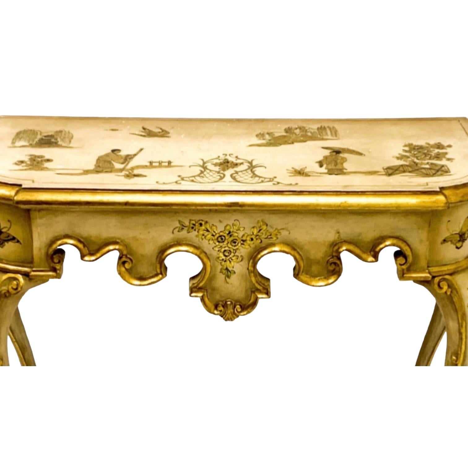 Italienischer Chinoiserie-Konsolentisch, handbemalt, Mid-Century (Pappelholz) im Angebot