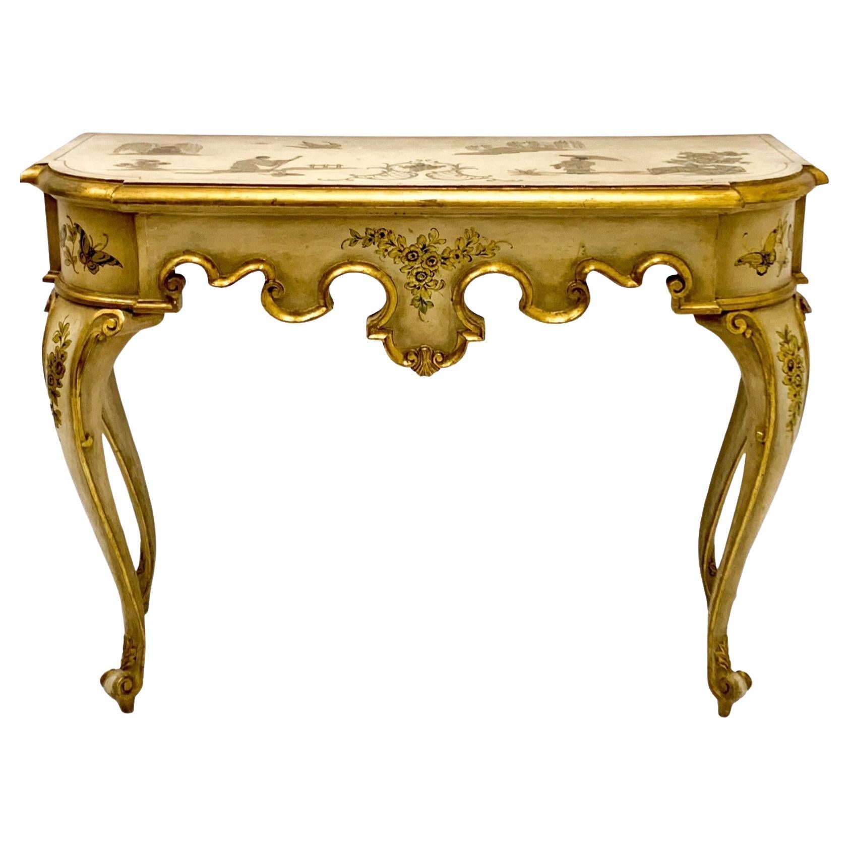Italienischer Chinoiserie-Konsolentisch, handbemalt, Mid-Century im Angebot
