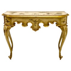 Consola italiana de mediados de siglo pintada a mano Chinoiserie