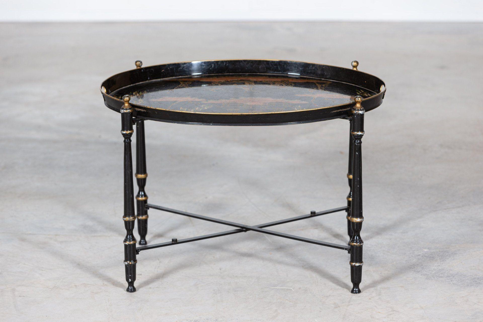 Mid Century Italian Chinoiserie Iron Tole Ware Tray Table For Sale 6
