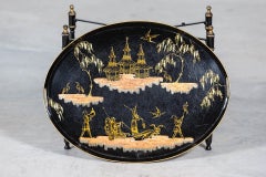 Mid Century Italian Chinoiserie Iron Tole Ware Tray Table