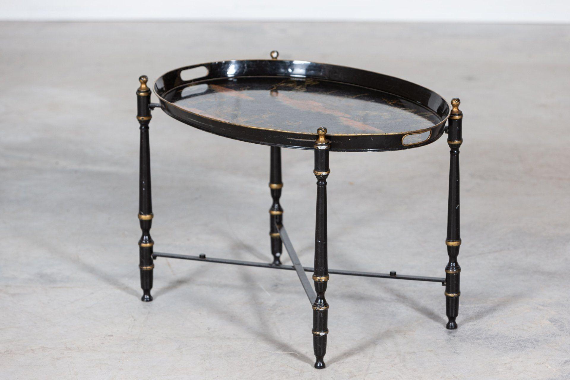 Mid Century Italian Chinoiserie Iron Tole Ware Tray Table For Sale 2