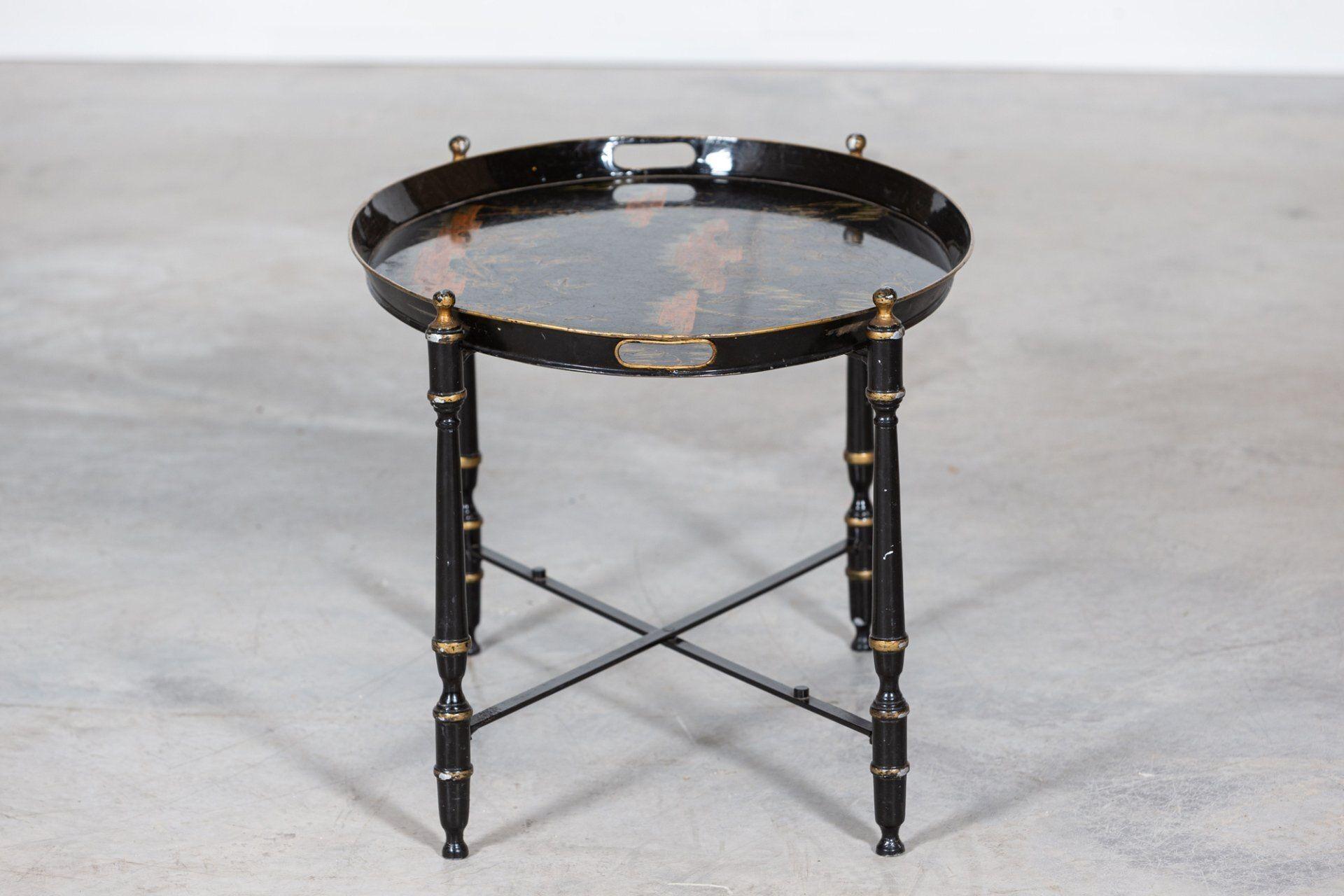 Mid Century Italian Chinoiserie Iron Tole Ware Tray Table For Sale 4