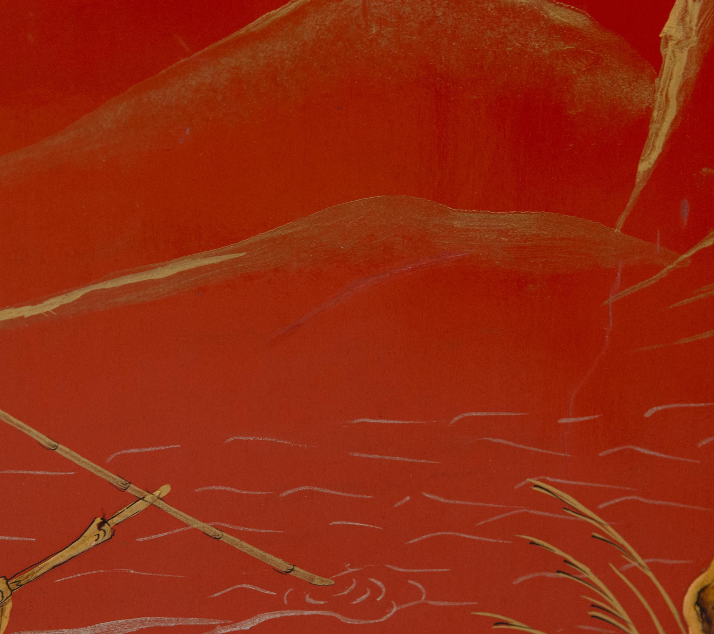 Aparador Lacado Chinoiserie Italiana Siglo Medio Circa 1950 en venta 10