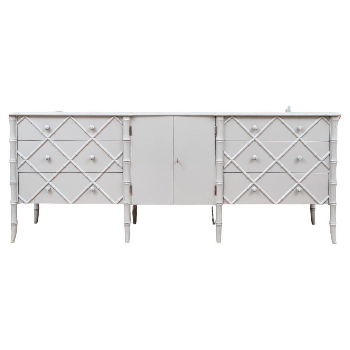Mid Century Italian Chippendale Inspired Lacquered Faux Bamboo Server For Sale