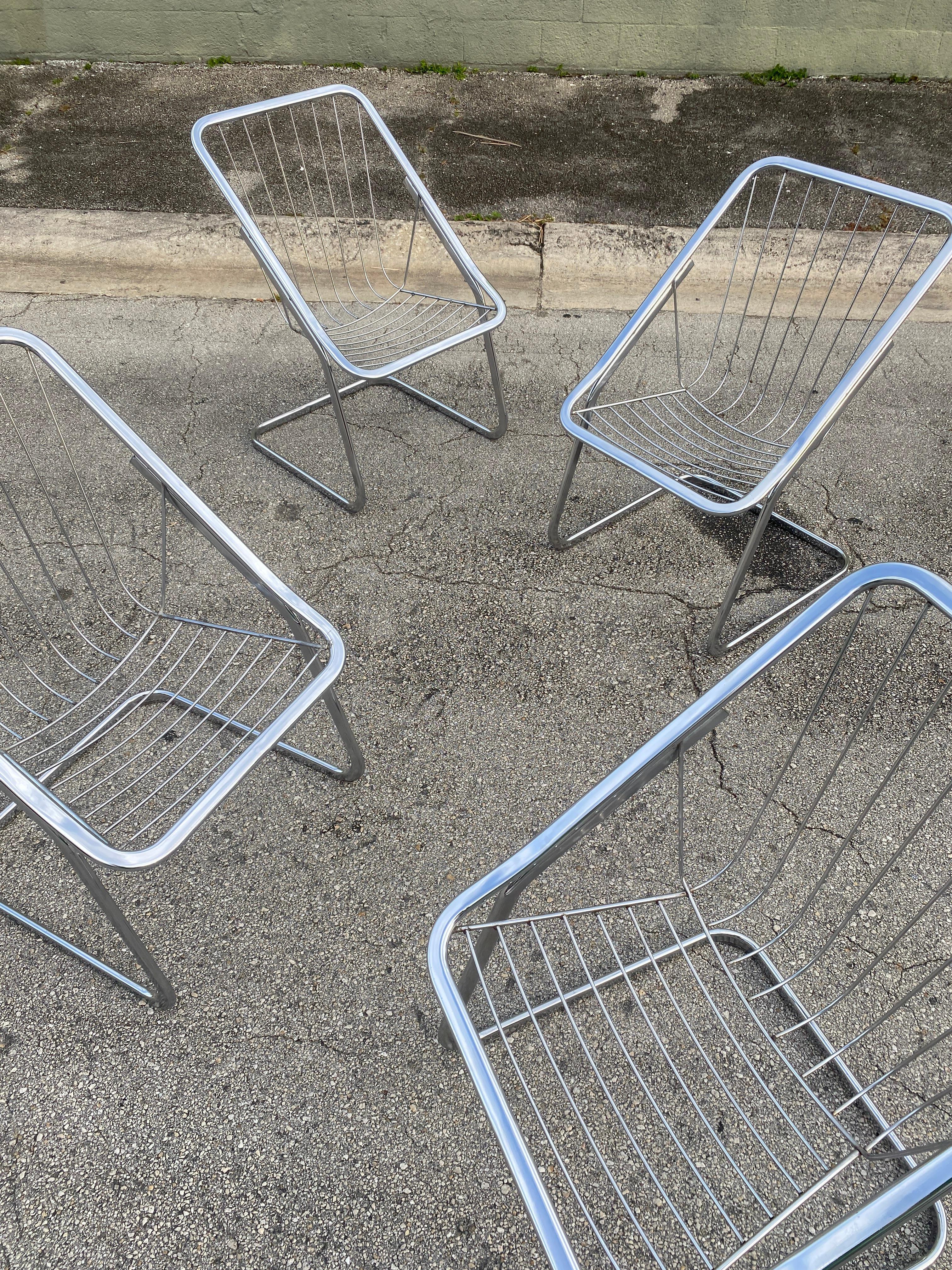 Late 18th Century Mid Century Italian Chrome Chairs in the Style of Gastone Rinaldi -Set of 4