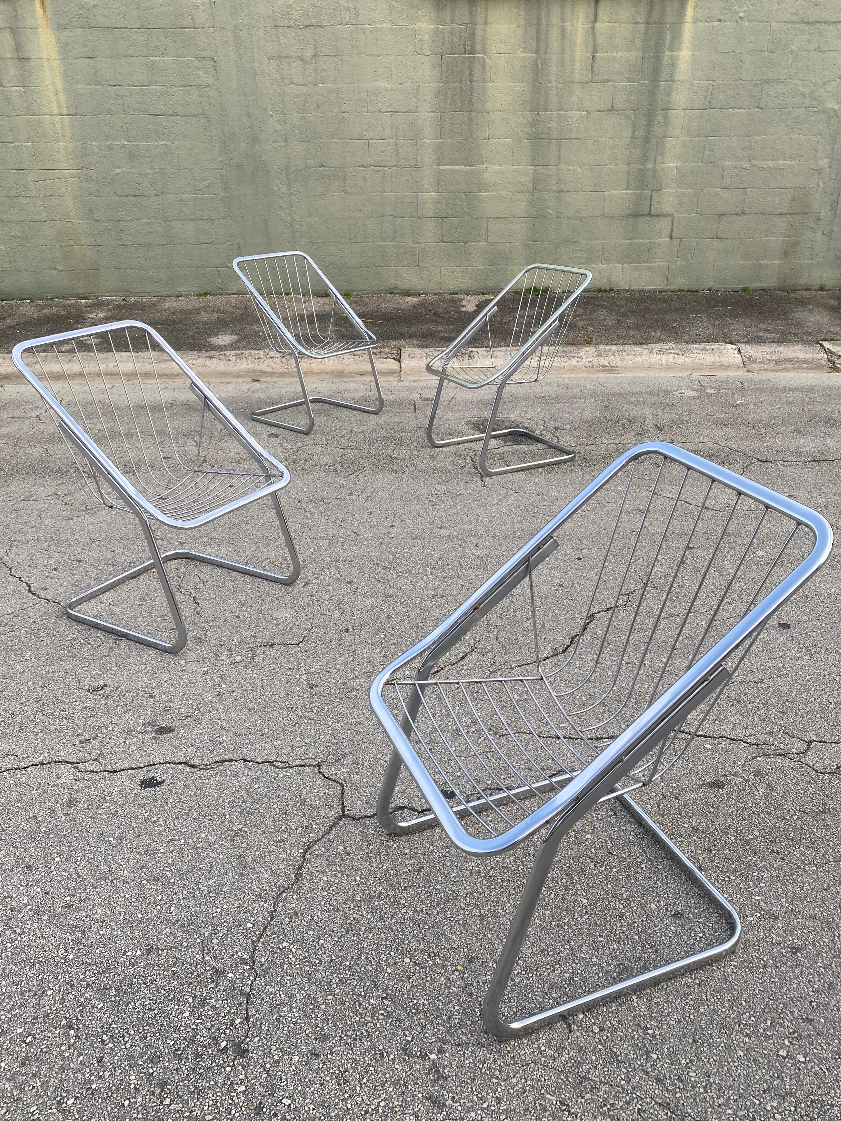 Mid Century Italian Chrome Chairs in the Style of Gastone Rinaldi -Set of 4 1