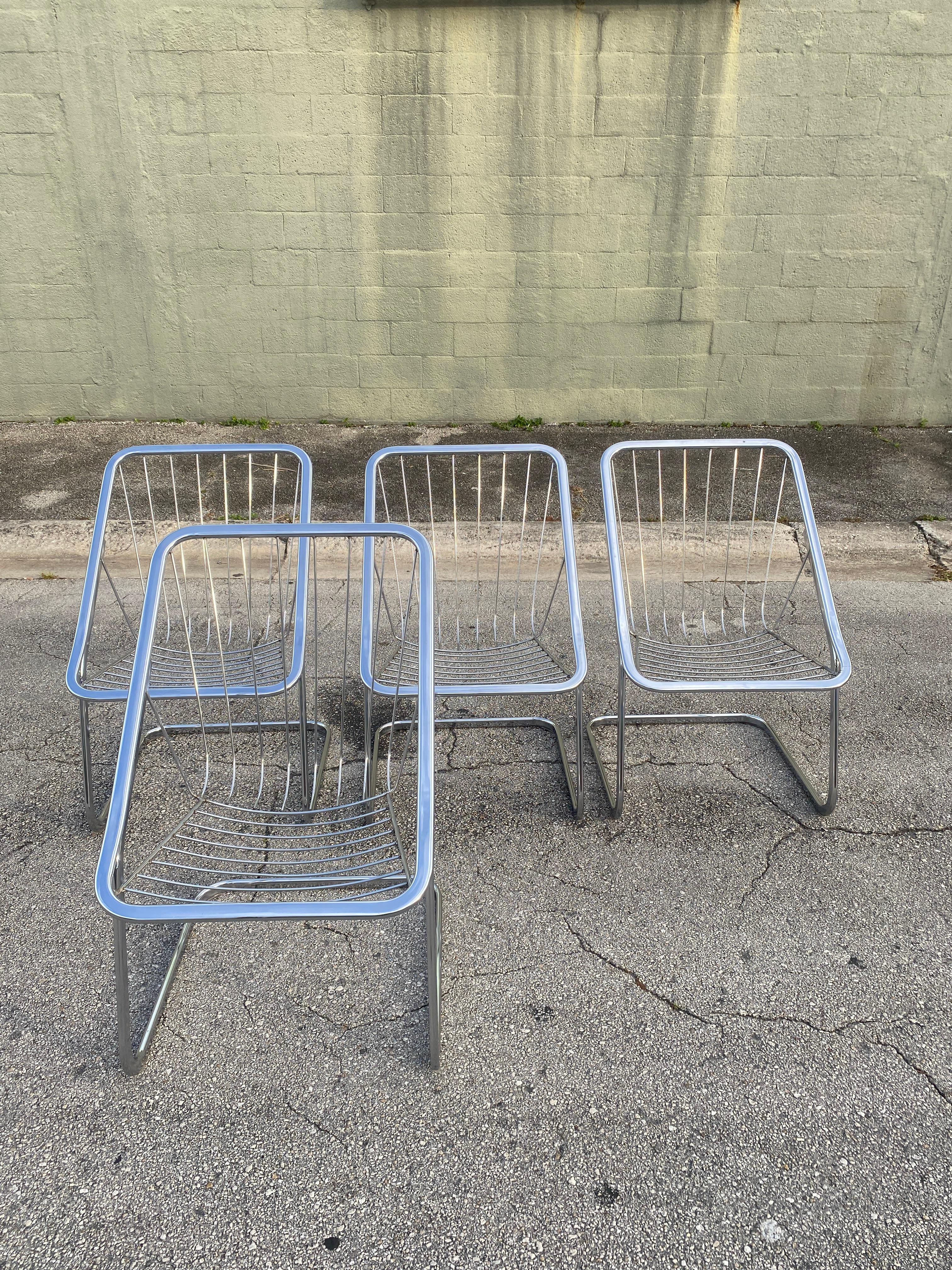 Mid Century Italian Chrome Chairs in the Style of Gastone Rinaldi -Set of 4 2