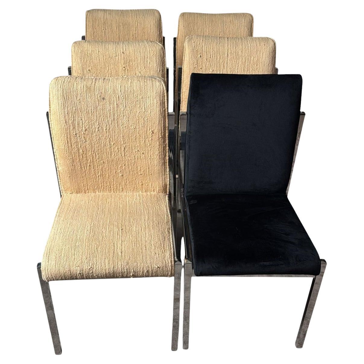 Mid-Century Italian Chrome Dining Chairs Set Of 6