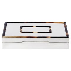 Mid-Century Italian Chrome Horn Veneer Jewellery Box, 1970