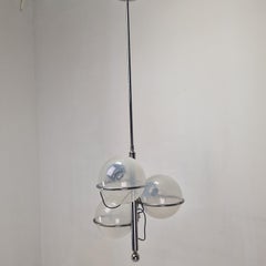 Mid-Century Italian Chrome Lamp with Three Opaline Glass Globes – 1970s