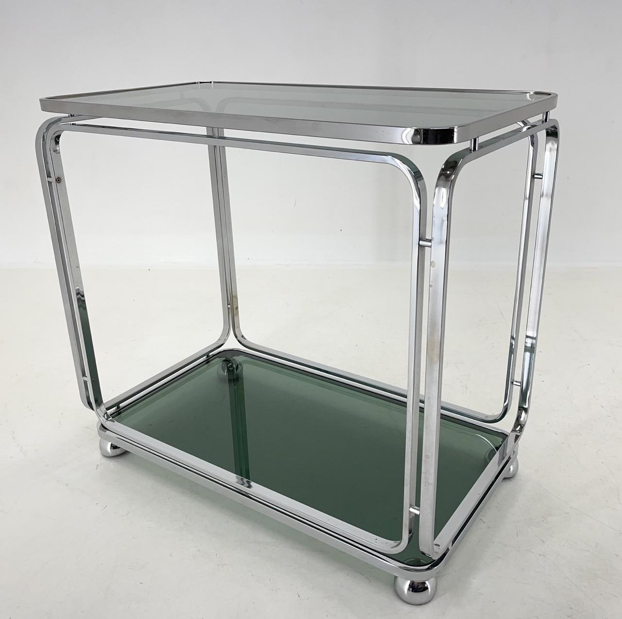 Mid-Century Italian Chrome & Smoked Glass Serving Cart 5