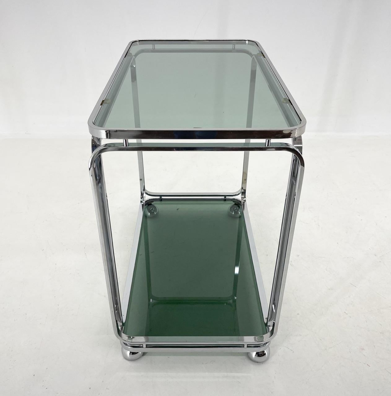 Mid-Century Modern Mid-Century Italian Chrome & Smoked Glass Serving Cart