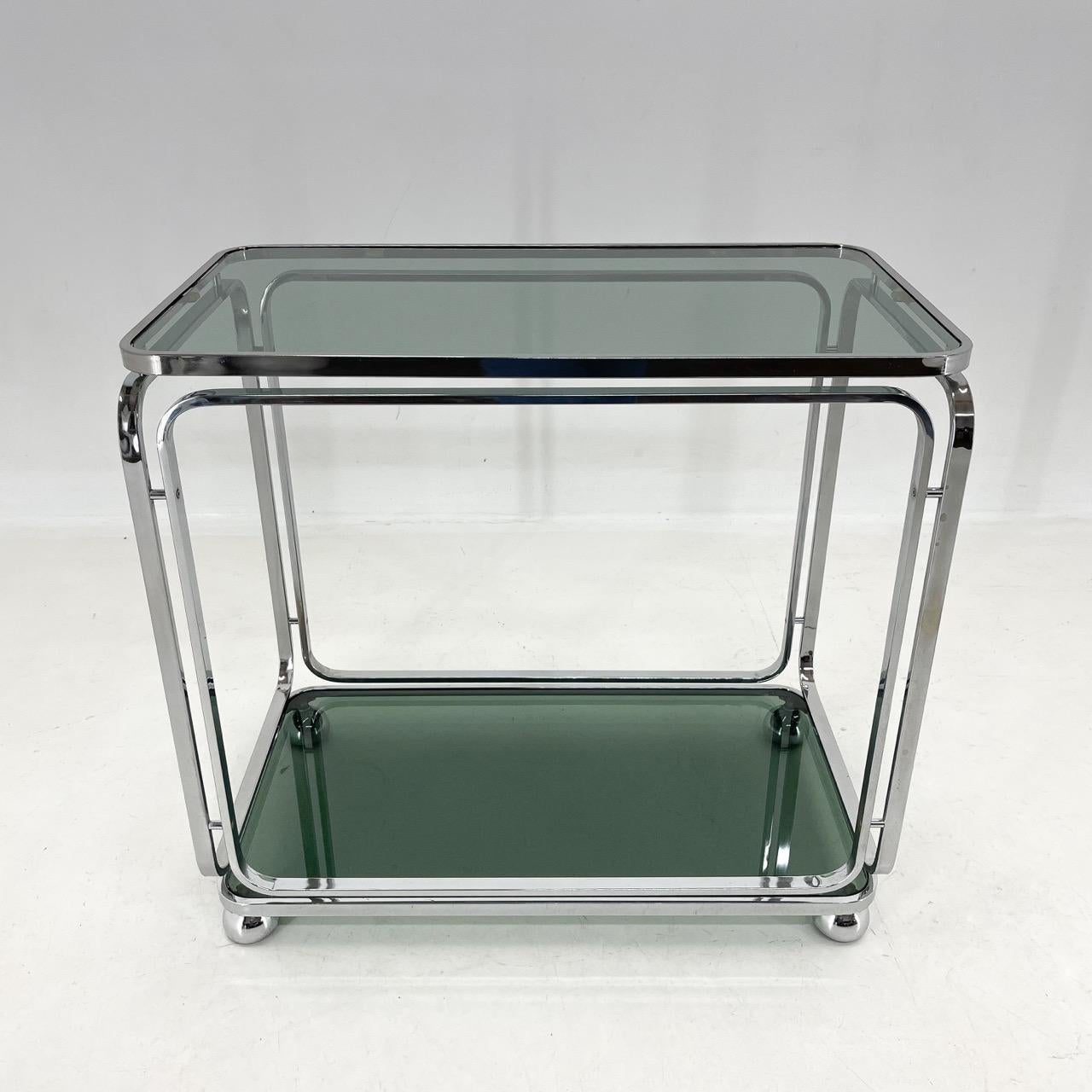 Mid-Century Italian Chrome & Smoked Glass Serving Cart In Good Condition In Praha, CZ