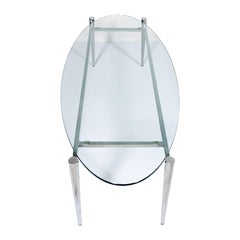 Midcentury Italian Chromed Coffee Table Guglielmo Ulrich attributed Top Crystal