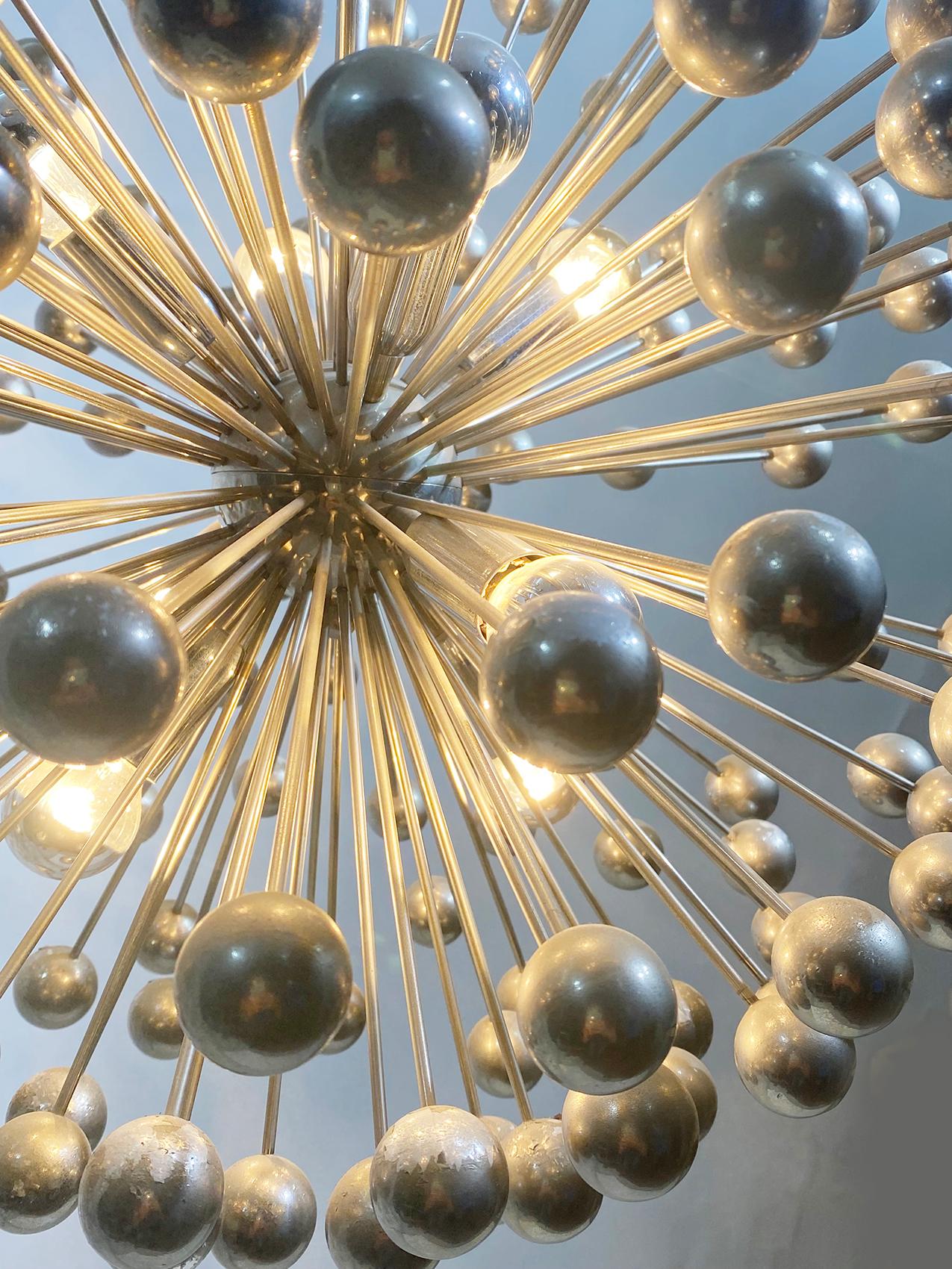 Mid-Century Italian Chromed Sputnik Chandelier, 1960s For Sale 5