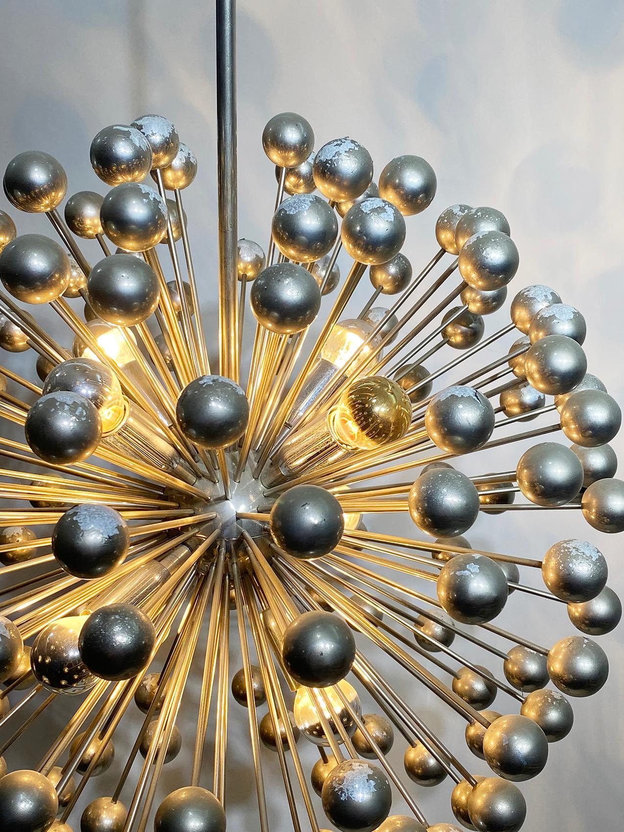 Mid-Century Italian Chromed Sputnik Chandelier, 1960s For Sale 1