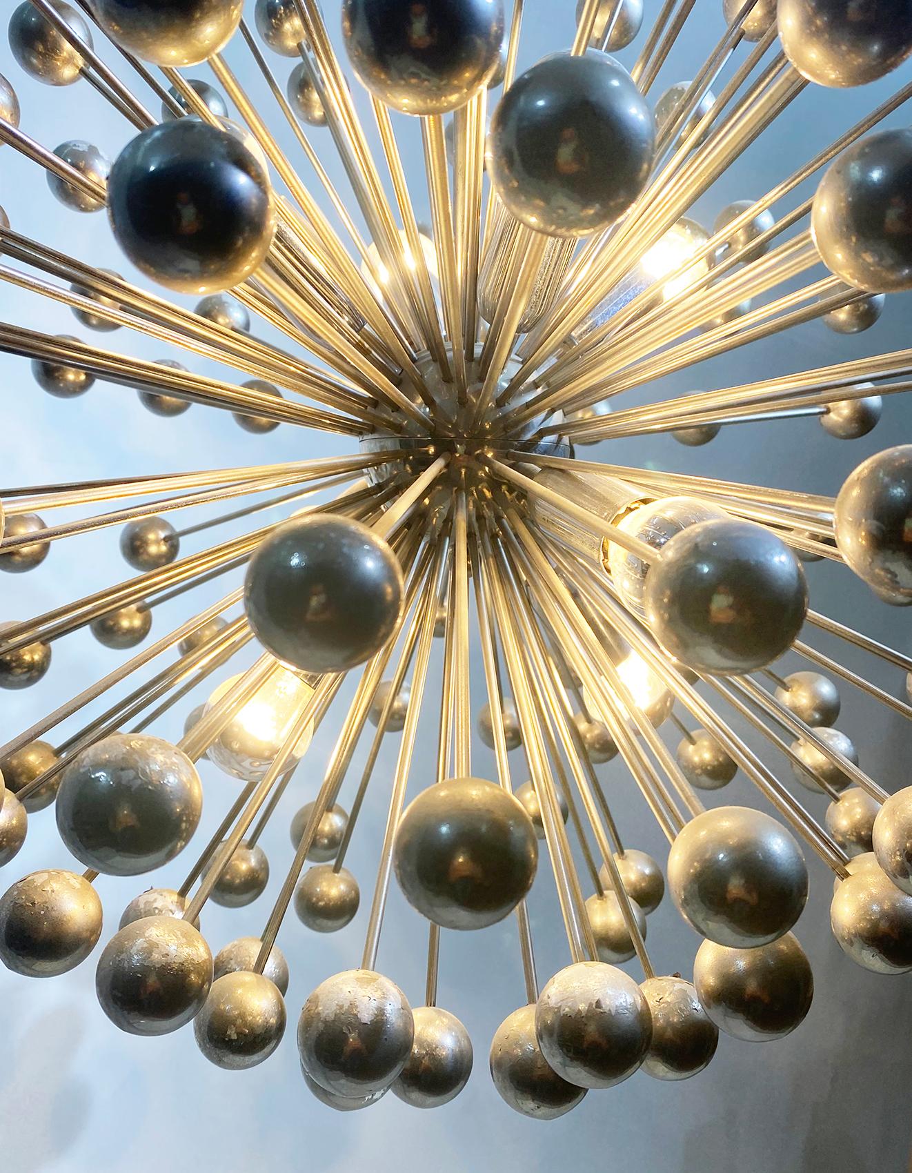 Mid-Century Italian Chromed Sputnik Chandelier, 1960s For Sale 4